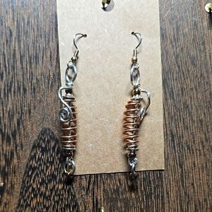 Elegant Silver and Copper Wire Twist Earrings